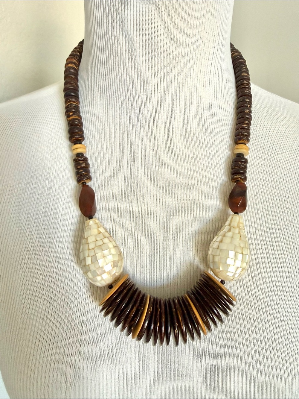 Handcrafted Brown and Cream Statement Necklace - Women Jewelry